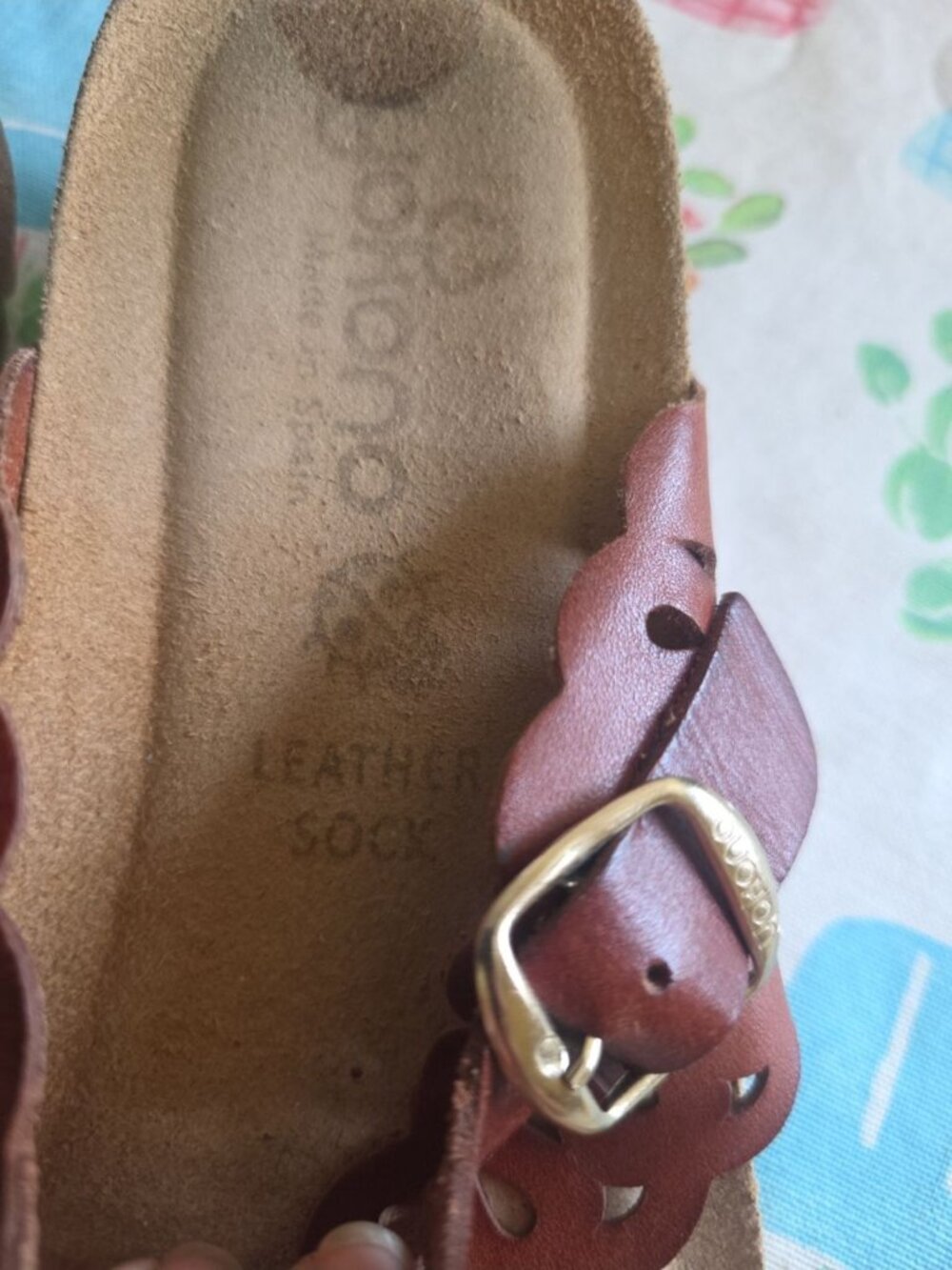 Yokono Brown Leather Sandals Slides Made in Spain Women's Sz 8 - Picture 4 of 8